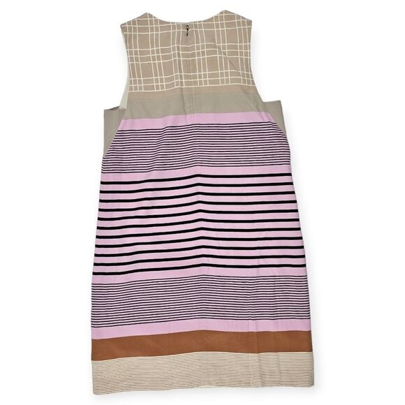 Fossil Silk‎ Tan and Pink Striped Sleeveless Midi Dress Women's Size 6 - Picture 2 of 8
